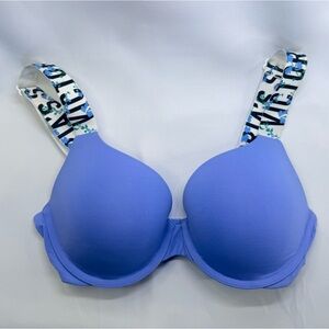 Victoria’s Secret 32C T-Shirt Push Up Bra with Floral Logo Straps